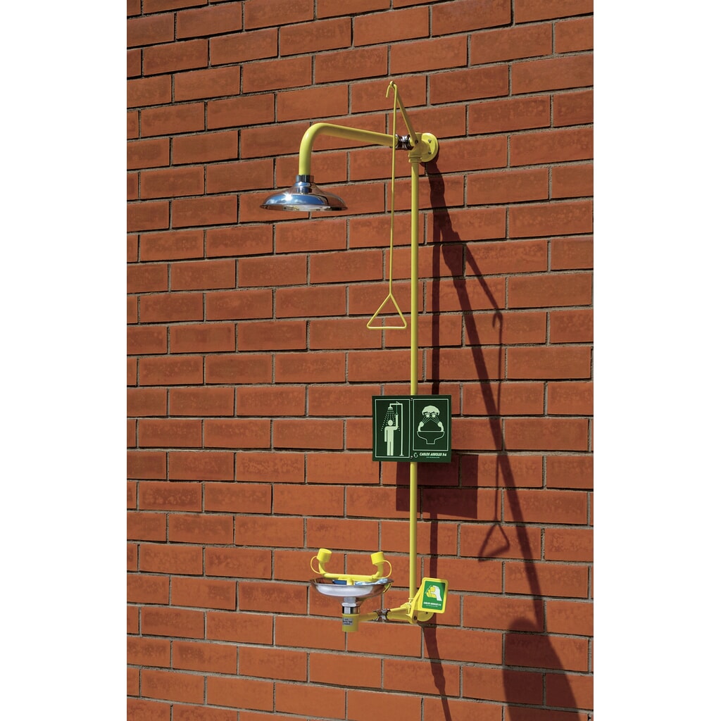 Combiné douche corporelle/oculaire fixe Erbstößer® avec cuvette de récupération, DIN EN 15154-1/-2/-5, montage mural, pommeau de douche/cuvette de récupération en acier inoxydable Illustration du produit: Combiné douche corporelle/oculaire fixe Erbstößer® avec cuvette de récupération, DIN EN 15154-1/-2/-5, montage mural, pommeau de douche/cuvette de récupération en acier inoxydable