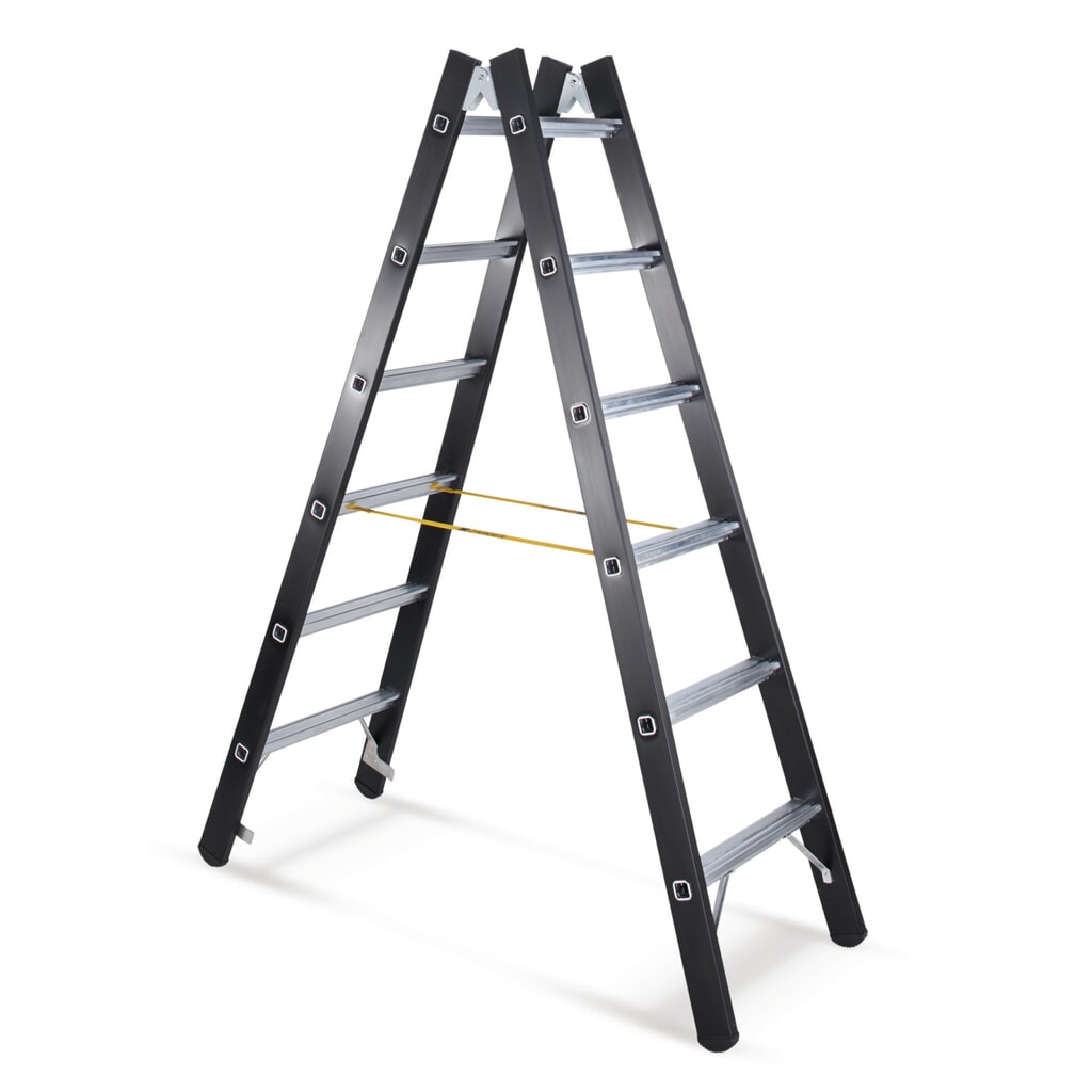 Illustration du produit: Escabeau double à marches anodisé ZARGES, accessible des deux côtés, hauteur de travail 0,50 m