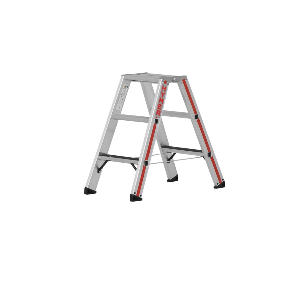 Illustration du produit: Escabeau double à marches HYMER, revêtement R13, accessible des 2 côtés, hauteur de travail 0,22 m