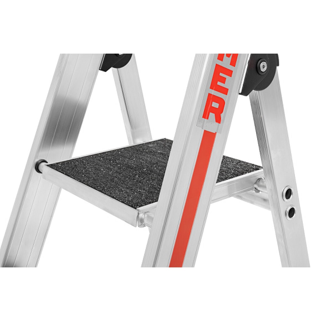 Escabeau double à marches HYMER, revêtement R13, avec plate-forme, hauteur 0,93 m, 4 échelons N° de l'image du produit 2 : Escabeau double à marches HYMER, revêtement R13, avec plate-forme, hauteur 0,93 m, 4 échelons