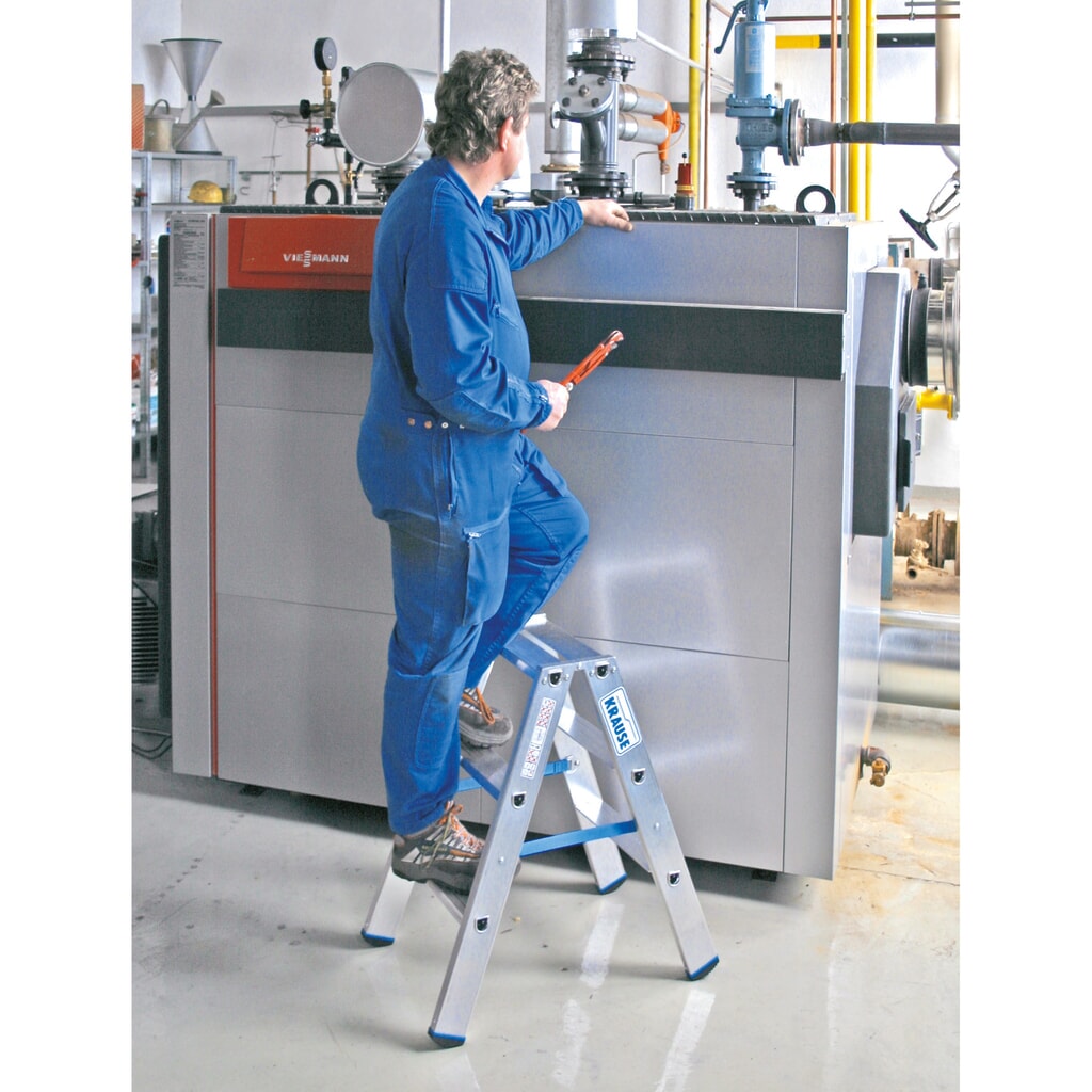 Escabeau pliant KRAUSE® en aluminium, accessible des 2 côtés, hauteur déployé 0.25 m Illustration du produit: Escabeau pliant KRAUSE® en aluminium, accessible des 2 côtés, hauteur déployé 0.25 m