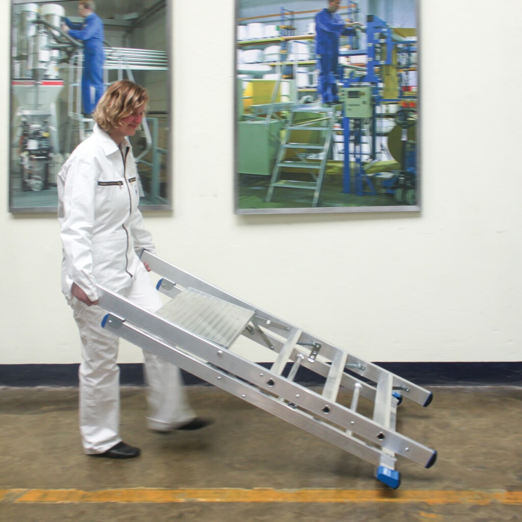 N° de l'image du produit 3 : Escabeau KRAUSE® Profi en aluminium, avec 2 roulettes, 3 marches