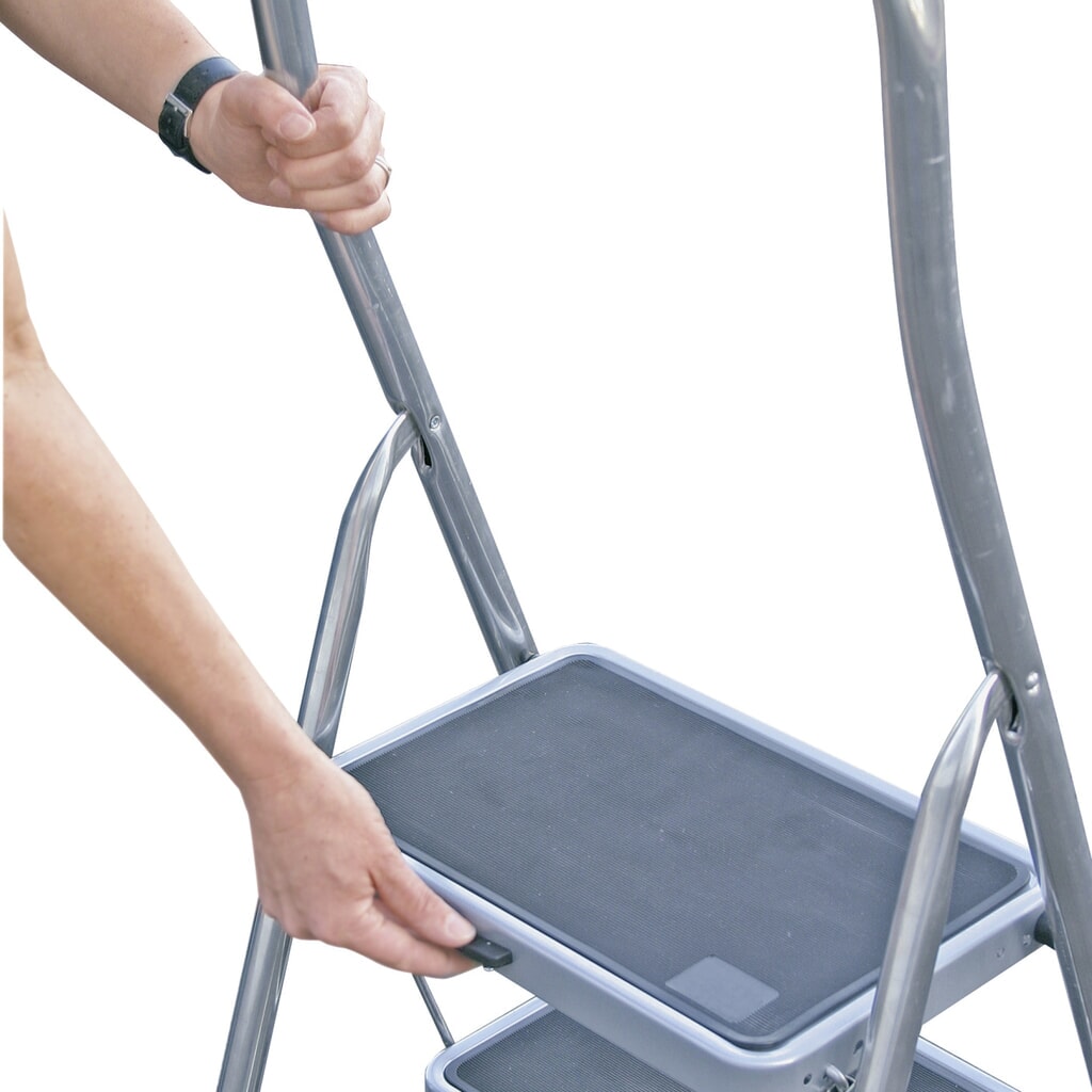 Escabeau pliant de sécurité KRAUSE® avec arceau haut, hauteur déployée 0,50 m N° de l'image du produit 3 : Escabeau pliant de sécurité KRAUSE® avec arceau haut, hauteur déployée 0,50 m