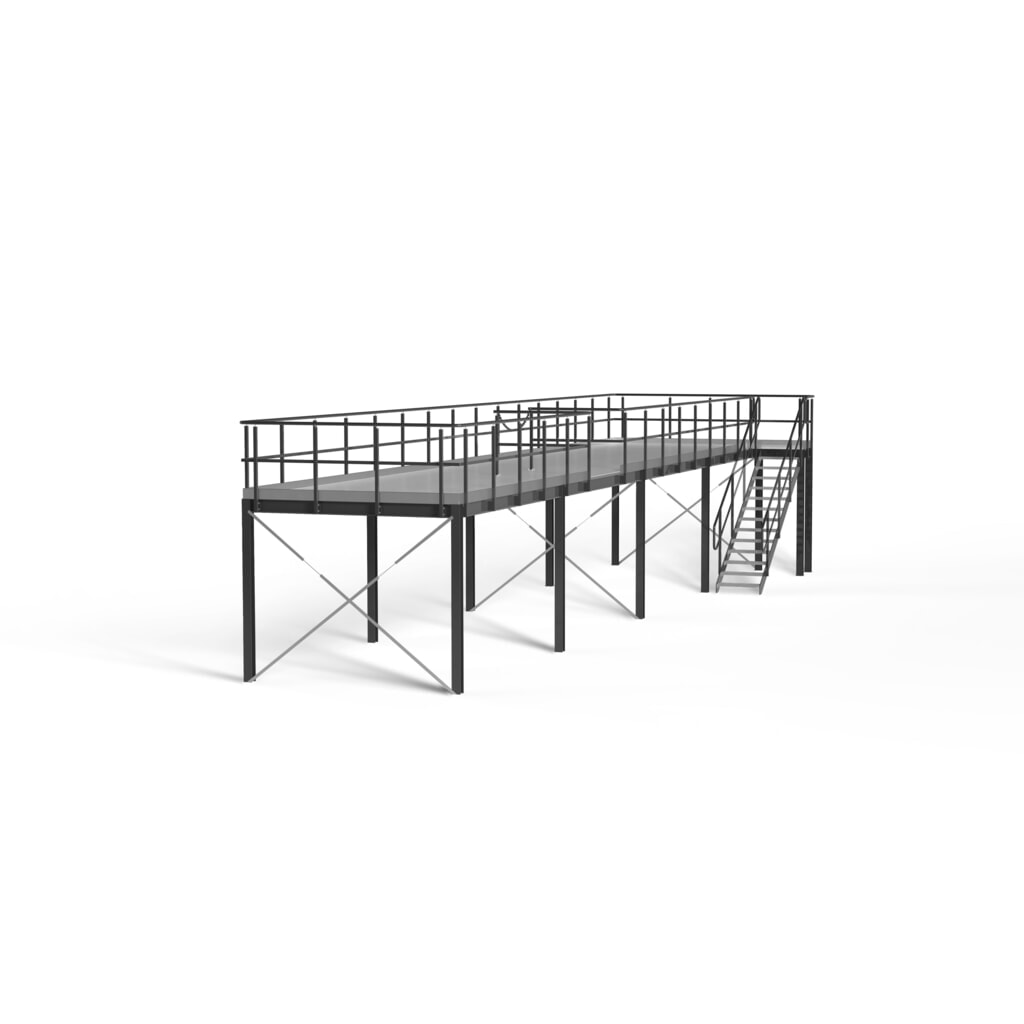 Illustration du produit: Estrade pour système de plates-formes de stockage modulaire, sortie par la droite, bleu gentiane