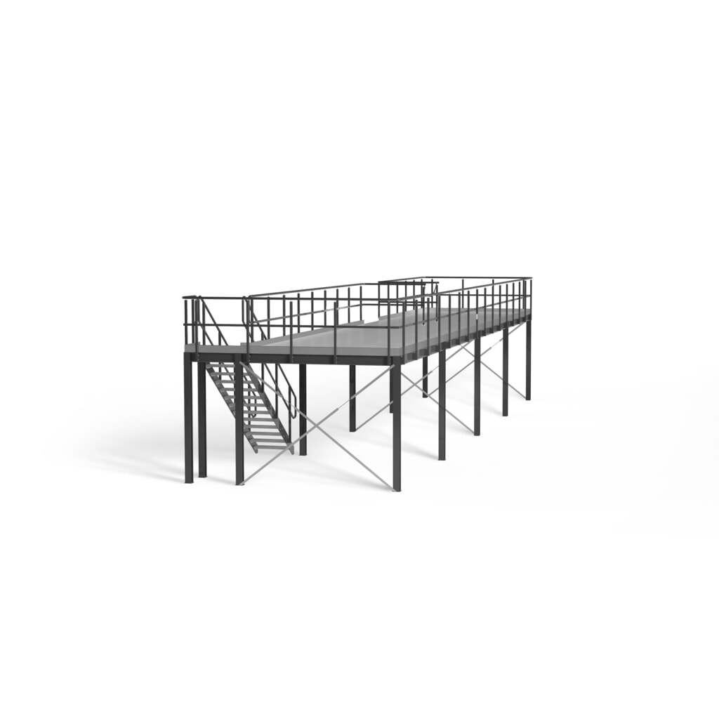 Estrade pour système de plates-formes de stockage modulaire, sortie par la gauche, bleu gentiane Illustration du produit: Estrade pour système de plates-formes de stockage modulaire, sortie par la gauche, bleu gentiane