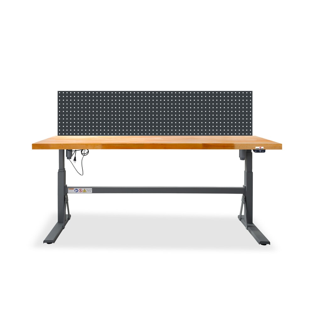 Illustration du produit: Établi électriquement réglable en hauteur e-Adjust Steinbock®, avec panneau perforé, H x l x p 700-1 170 x 2 000 x 750 mm, capacité de charge 350 kg