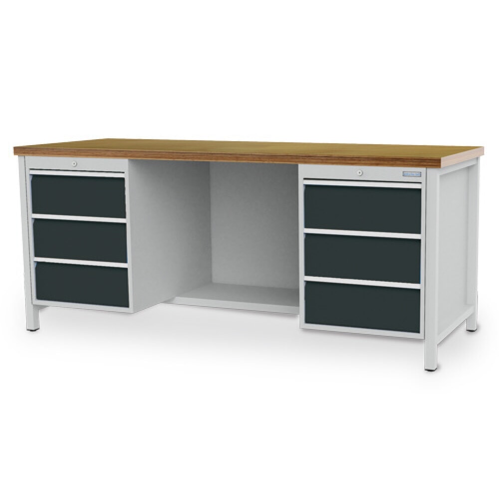 Illustration du produit: Établi R 18-24 Bedrunka+Hirth, H x l x P 859 x 2 000 x 750 mm, gris clair, gris anthracite, 6 tiroirs 6 x 200 mm