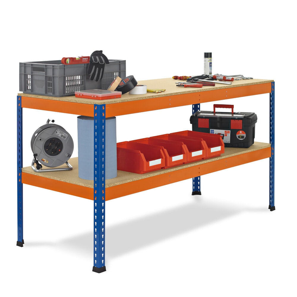 Illustration du produit: Établi SCHULTE avec 2 tablettes en aggloméré, H x l x P 990 x 1 536 x 621 mm