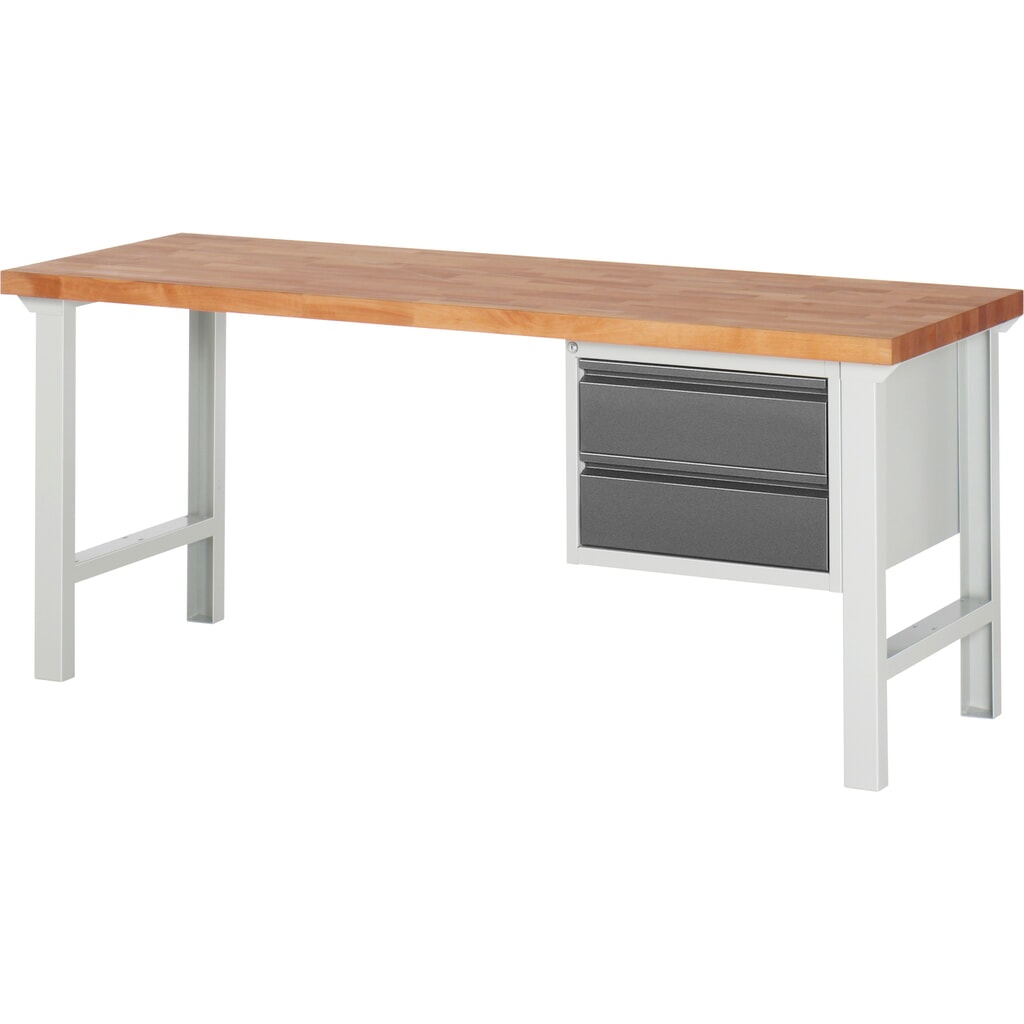 Établi Steinbock®, avec 2 tiroirs, H x l x P 840 x 2 000 x 700 mm, RAL 7035/7016 Illustration du produit: Établi Steinbock®, avec 2 tiroirs, H x l x P 840 x 2 000 x 700 mm, RAL 7035/7016