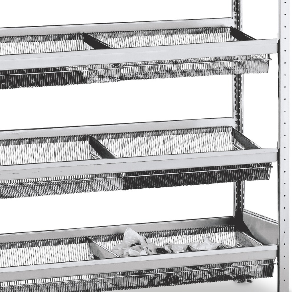 Illustration du produit: Étagère à paniers pour rayonnage à tablettes SCHULTE avec paniers grillagés, lxP 1500 x 400 mm
