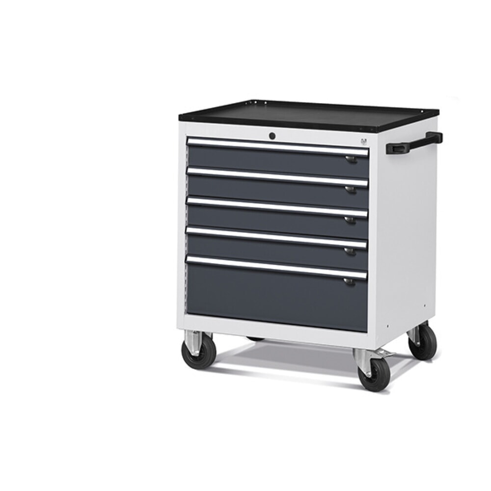 N° de l'image du produit 1 : Fami FLEXA Armoire mobile à tiroirs, 5 tiroirs, HxlxP 853 x 794 x 600 mm, gris clair, anthracite