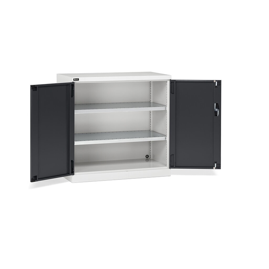 Illustration du produit: Fami PERFOM Armoire à portes battantes, 2 tablettes, HxlxP 1 000 x 1 023 x 555 mm, gris clair, anthracite