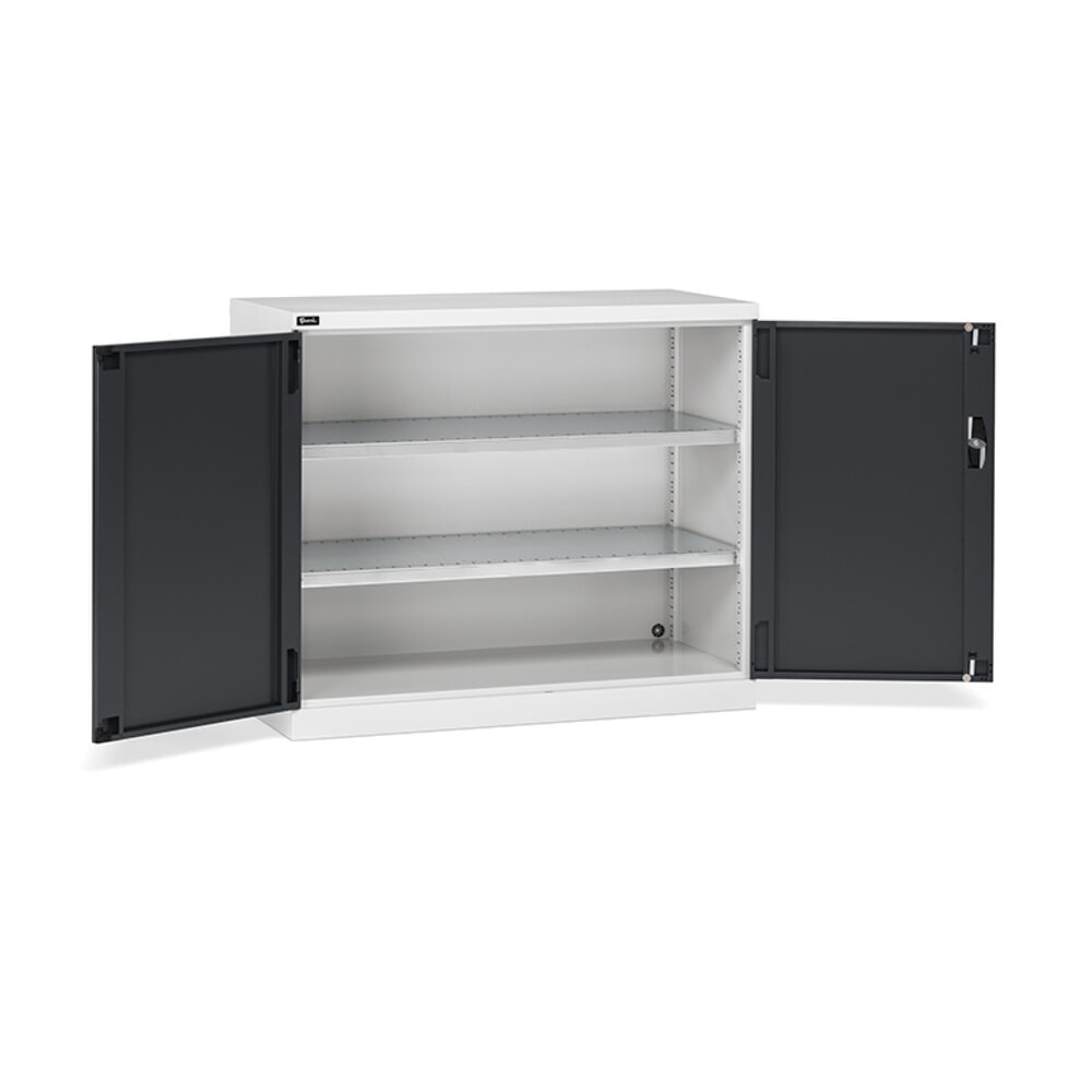 Illustration du produit: Fami PERFOM Armoire à portes battantes, 2 tablettes, HxlxP 1 000 x 1 193 x 555 mm, gris clair, anthracite
