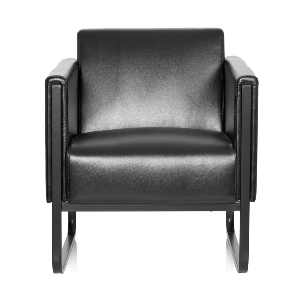 N° de l'image du produit 1 : Fauteuil lounge hjh OFFICE BALI BLACK piètement noir similicuir lisse, 1 place, noir