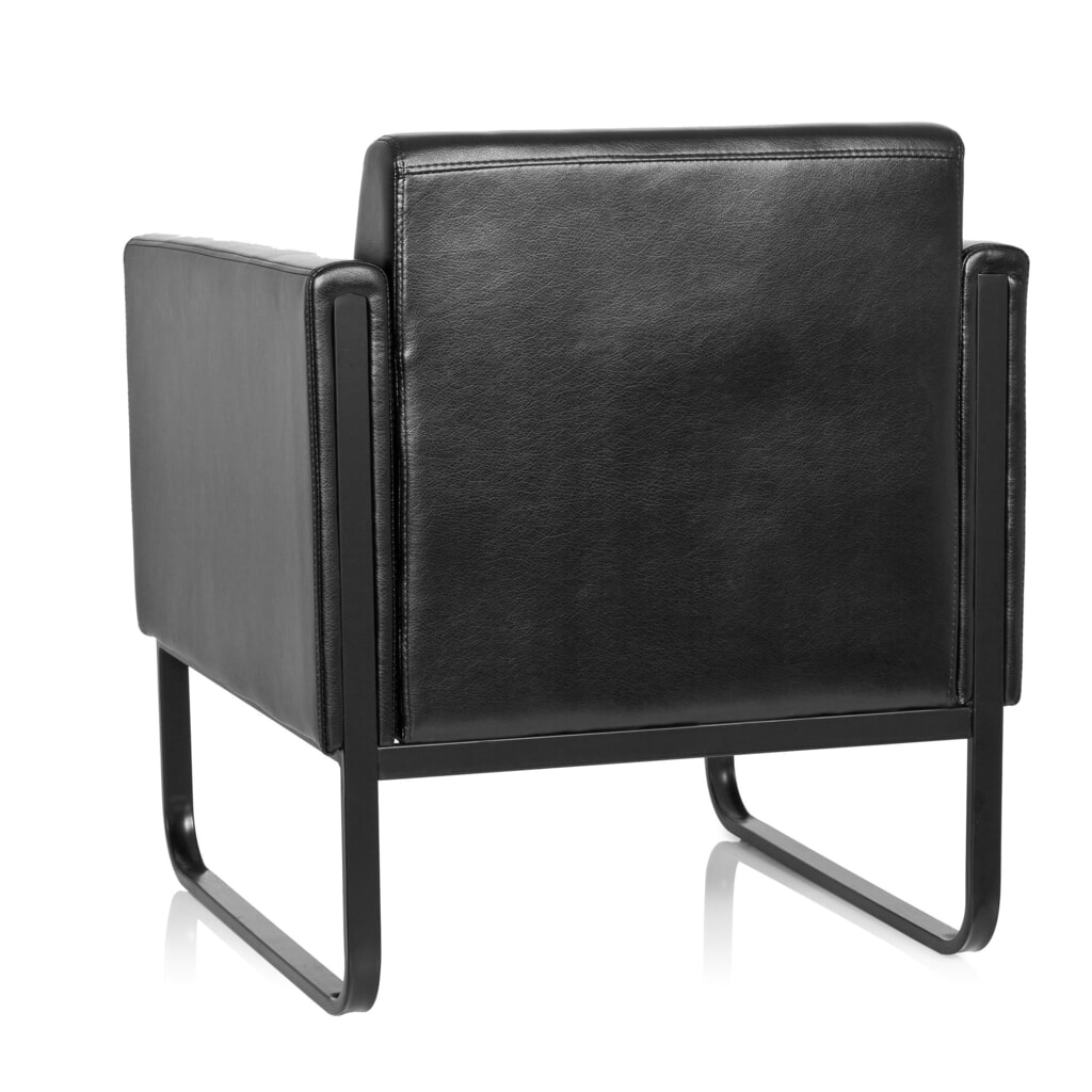 Fauteuil lounge hjh OFFICE BALI BLACK piètement noir similicuir lisse, 1 place, noir N° de l'image du produit 7 : Fauteuil lounge hjh OFFICE BALI BLACK piètement noir similicuir lisse, 1 place, noir