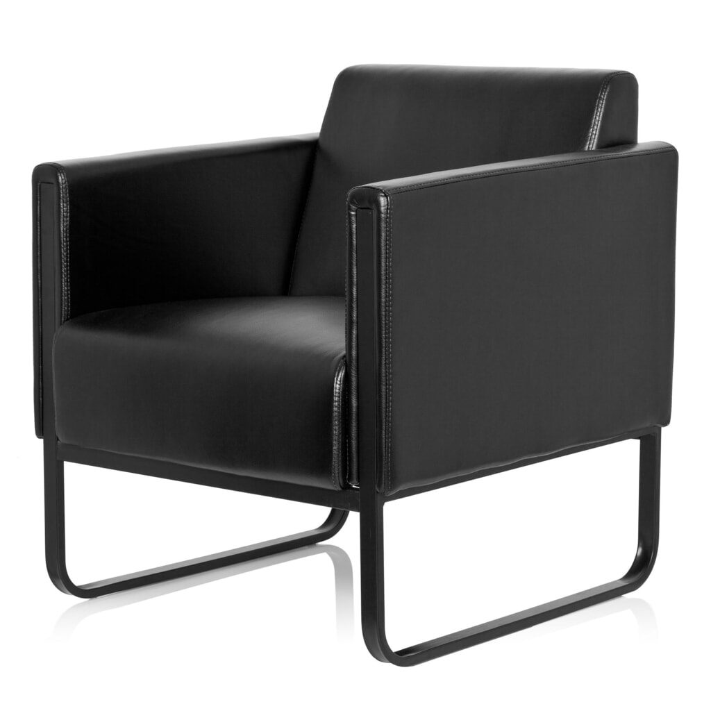 Fauteuil lounge hjh OFFICE BALI BLACK piètement noir similicuir lisse, 1 place, noir N° de l'image du produit 10 : Fauteuil lounge hjh OFFICE BALI BLACK piètement noir similicuir lisse, 1 place, noir