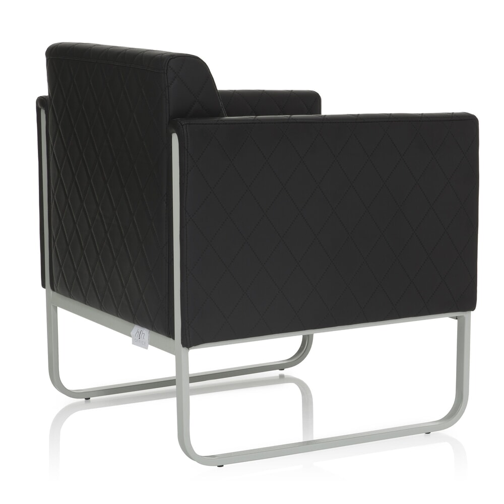 N° de l'image du produit 4 : Fauteuil lounge hjh OFFICE ARUBA STEP piètement gris clair similicuir, 1 place, noir