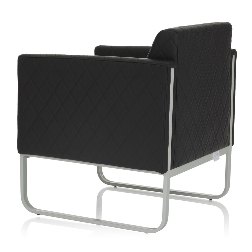 N° de l'image du produit 8 : Fauteuil lounge hjh OFFICE ARUBA STEP piètement gris clair similicuir, 1 place, noir