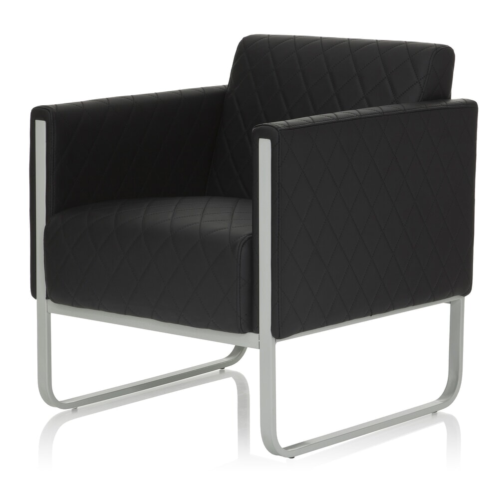 N° de l'image du produit 10 : Fauteuil lounge hjh OFFICE ARUBA STEP piètement gris clair similicuir, 1 place, noir