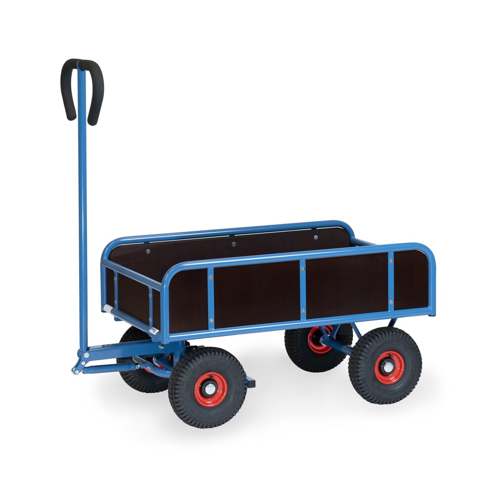 Illustration du produit: Chariot à bras fetra® à 2 essieux avec 4 parois fixes, pneumatiques gonflables, surface de chargement LxP 545 x 945 mm