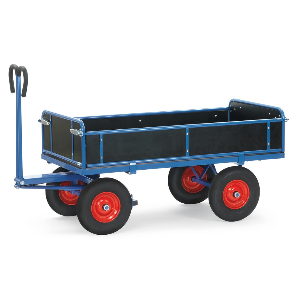fetra® Char à bras avec 3 ridelles rabattables, surface de chargement 1 000 x 2 000 mm, capacité de charge 1 250 kg, pneumatiques à bandage plein Illustration du produit: fetra® Char à bras avec 3 ridelles rabattables, surface de chargement 1 000 x 2 000 mm, capacité de charge 1 250 kg, pneumatiques à bandage plein