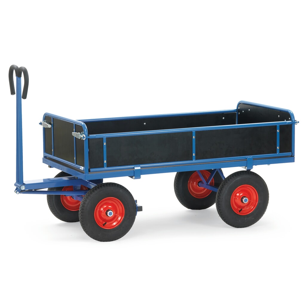 fetra® Char à bras avec 3 ridelles rabattables, surface de chargement 800 x 1 200 mm, capacité de charge 1 000 kg, pneumatiques gonflables Illustration du produit: fetra® Char à bras avec 3 ridelles rabattables, surface de chargement 800 x 1 200 mm, capacité de charge 1 000 kg, pneumatiques gonflables