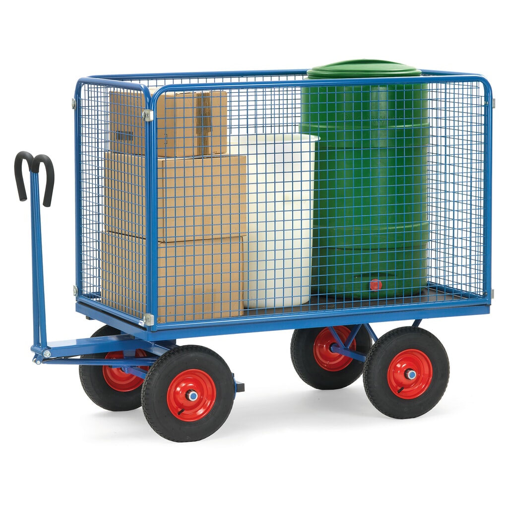 fetra® Char à bras avec parois grillagées de hauteur 1 000 mm, surface de chargement 900 x 1 600 mm, capacité de charge 1 000 kg, pneumatiques gonflables N° de l'image du produit 2 : fetra® Char à bras avec parois grillagées de hauteur 1 000 mm, surface de chargement 900 x 1 600 mm, capacité de charge 1 000 kg, pneumatiques gonflables