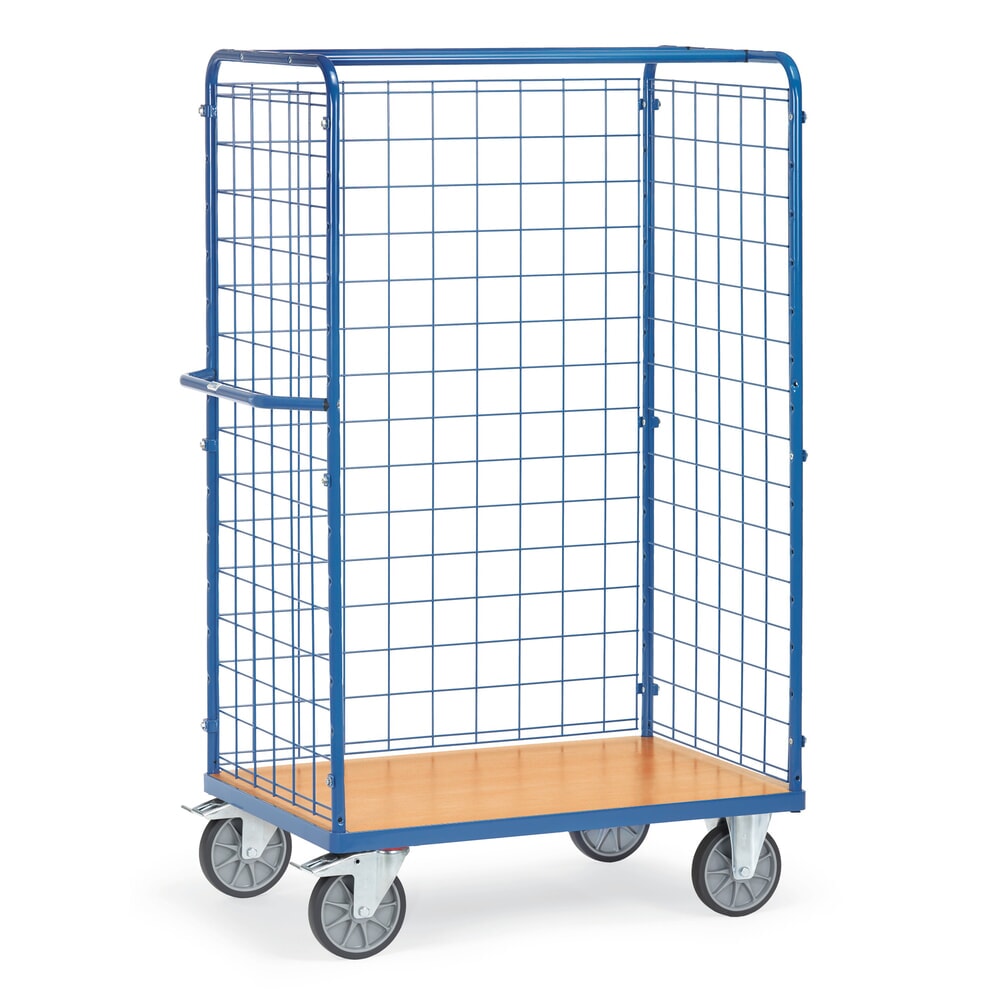 Illustration du produit: Chariot pour paquets fetra®, 3 côtés avec paroi grillagée, surface de chargement L × P 1 000 x 600 mm, hauteur 1.800 mm