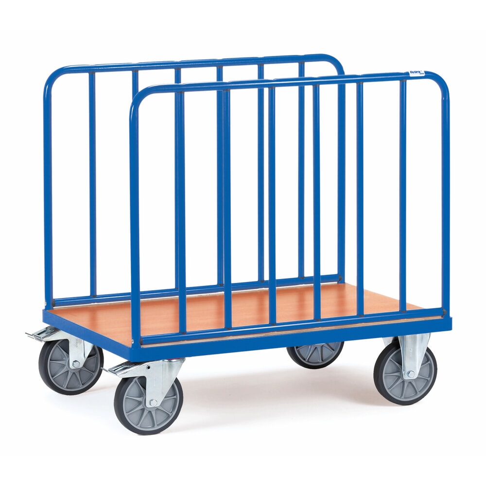 N° de l'image du produit 1 : fetra® Chariot à plate-forme, à 2 côtés avec montants tubulaires verticaux, surface de chargement lxP 600 x 1 000 mm