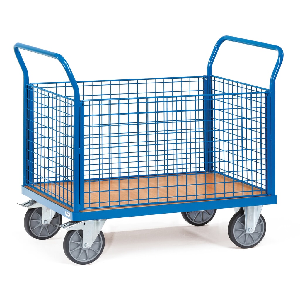 fetra® Chariot à plate-forme, à 4 côtés avec parois grillagées, surface de chargement lxP 500 x 850 mm Illustration du produit: fetra® Chariot à plate-forme, à 4 côtés avec parois grillagées, surface de chargement lxP 500 x 850 mm