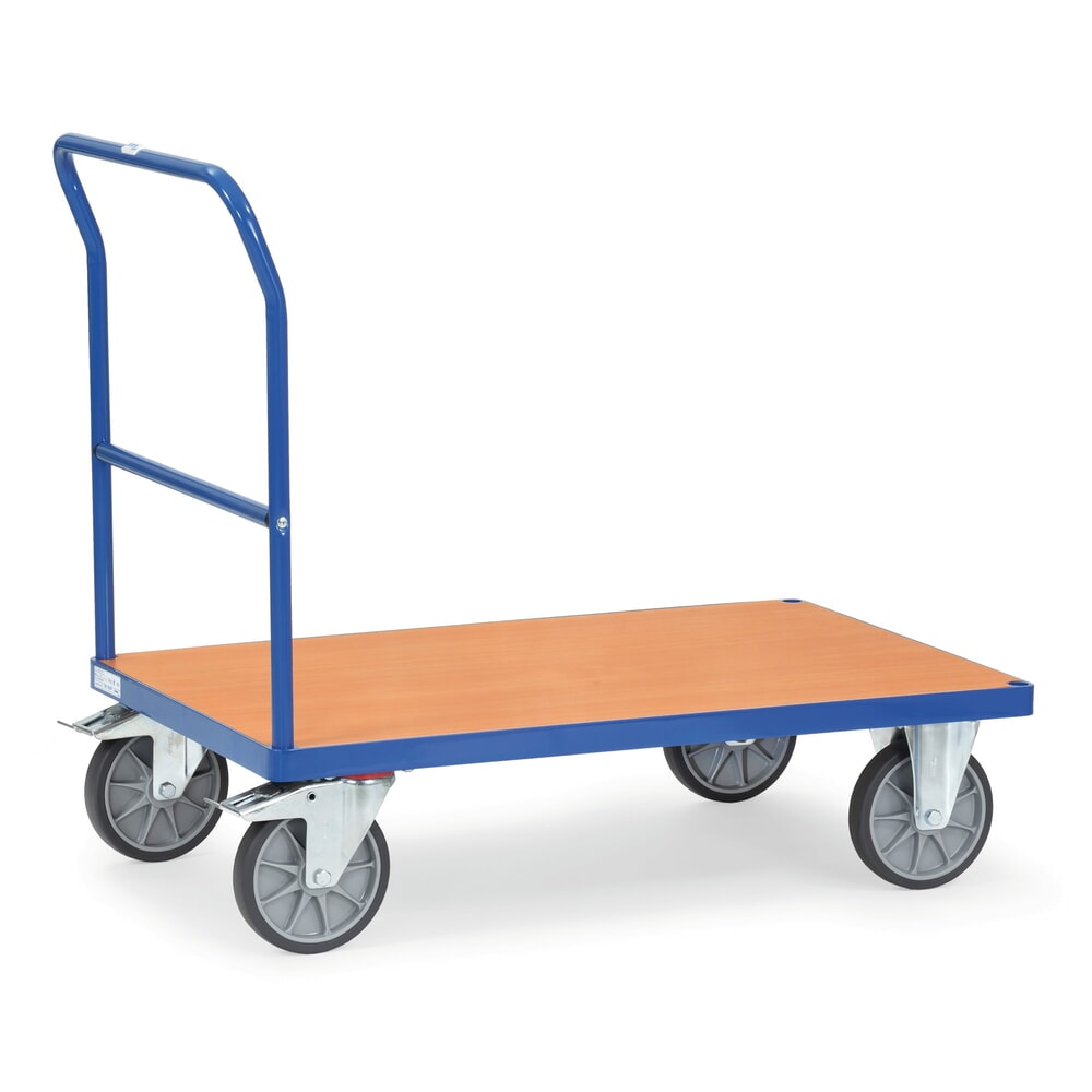Illustration du produit: fetra® Chariot à plate-forme avec dossier de poussée, surface de chargement lxP 500 x 850 mm, bleu brillant