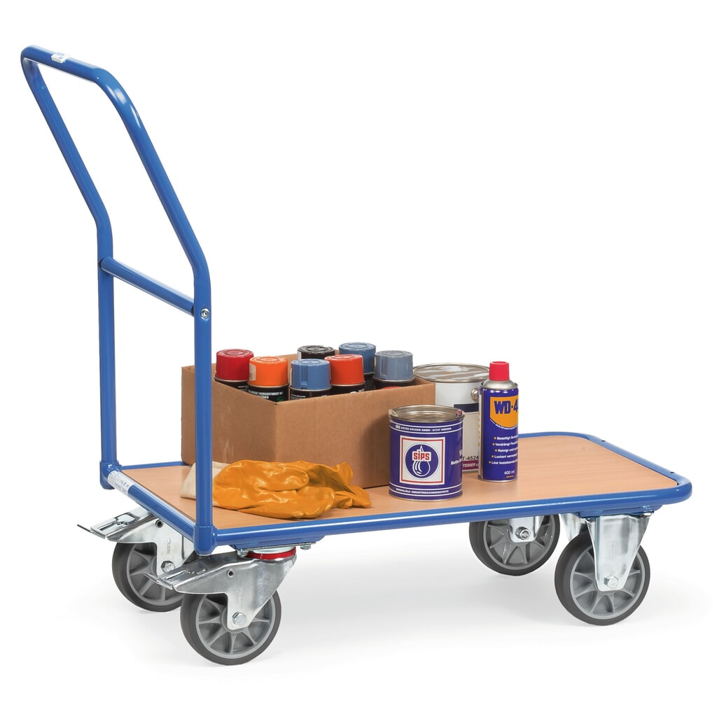 fetra® Chariot à plate-forme avec surface de chargement en bois lxP 700 x 1 000 mm, capacité de charge 400 kg N° de l'image du produit 2 : fetra® Chariot à plate-forme avec surface de chargement en bois lxP 700 x 1 000 mm, capacité de charge 400 kg
