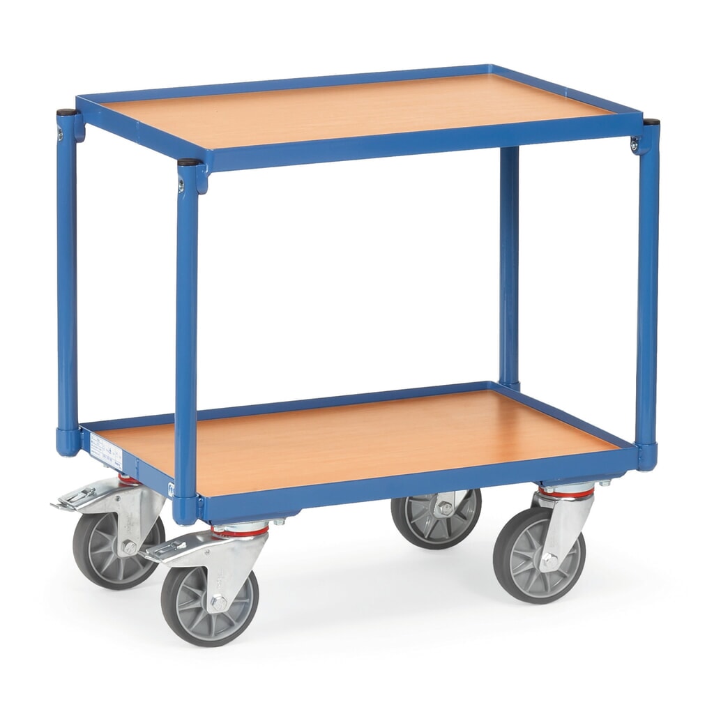 Illustration du produit: fetra® Chariot à plateaux, 2 plateaux en bois de 605 x 405 mm, avec rebord, sans poignée