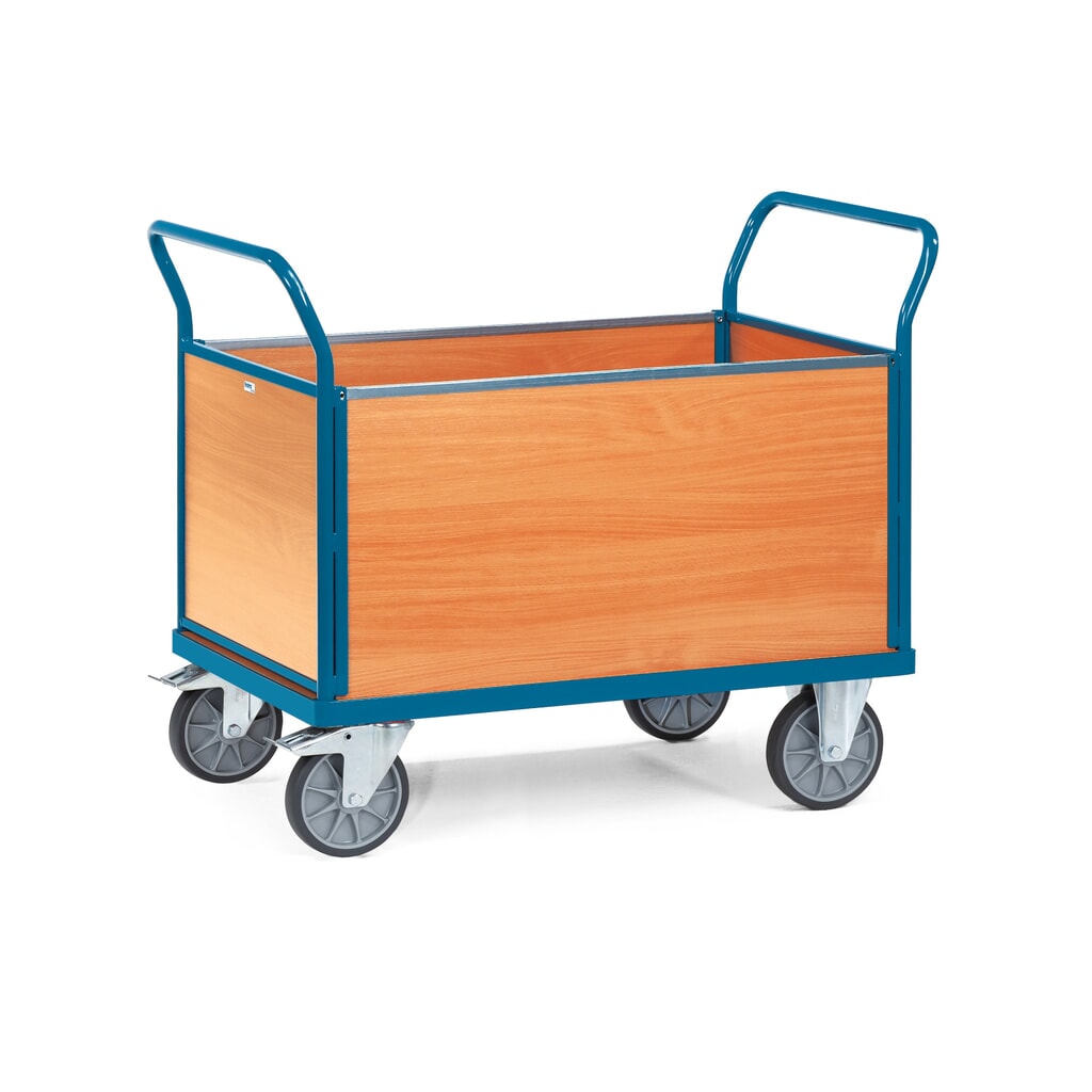 Illustration du produit: fetra® Chariot à plate-forme, à 4 côtés avec ridelles en bois, surface de chargement lxP 600 x 1 000 mm