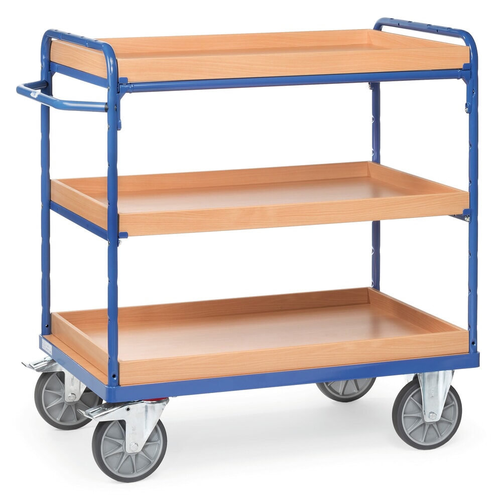 Illustration du produit: fetra® Chariot à plateaux avec caissettes, 3 plateaux de 850 x 500 mm, hauteur 1 111 mm