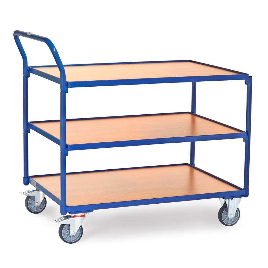 Illustration du produit: Servante fetra®, capacité de charge 300 kg, 3 étages de 1 000 x 700 mm, arceau de poussée haut