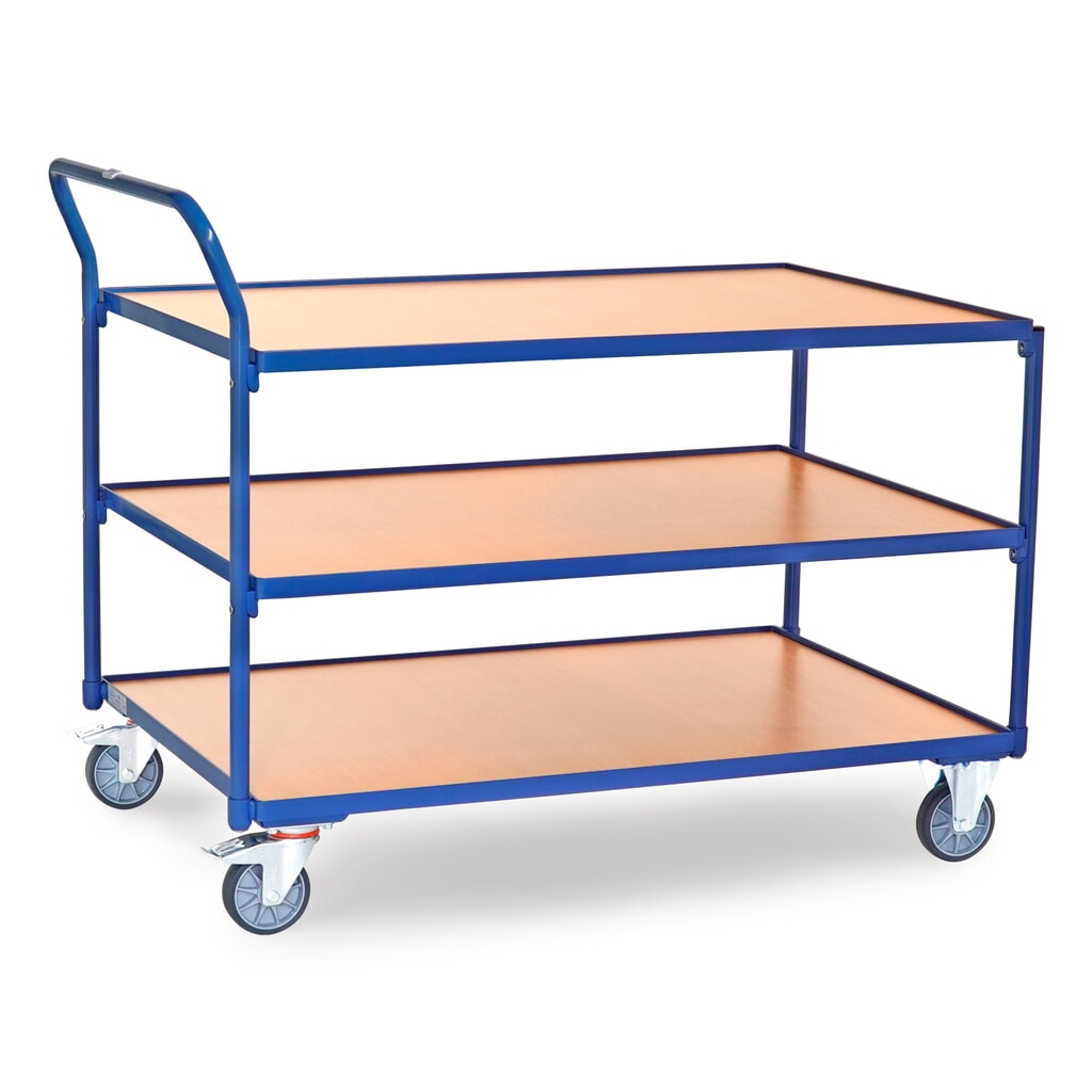Illustration du produit: Servante fetra®, capacité de charge 300 kg, 3 étages de 1 200 x 800 mm, arceau de poussée haut