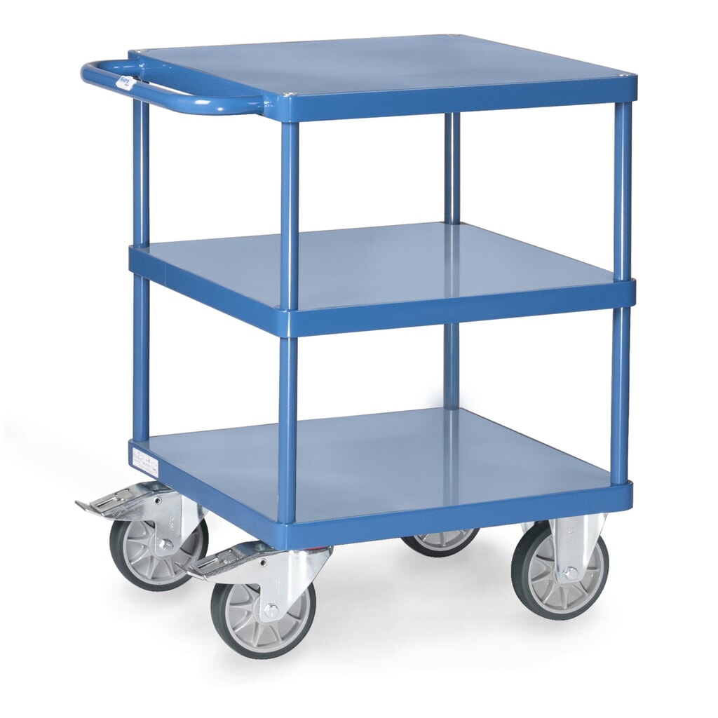 Servante et chariot de montage fetra® avec 3 tablettes en tôle d’acier de 600 x 600 mm Illustration du produit: Servante et chariot de montage fetra® avec 3 tablettes en tôle d’acier de 600 x 600 mm