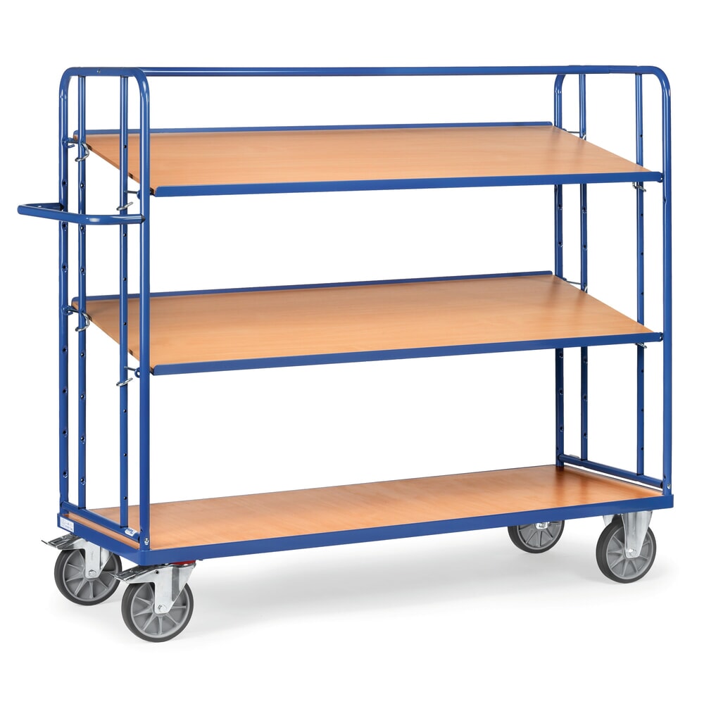 Illustration du produit: fetra® Chariot à plateaux pour bacs Euro, capacité de charge 500 kg, 3 plateaux de 1 250 x 610 mm