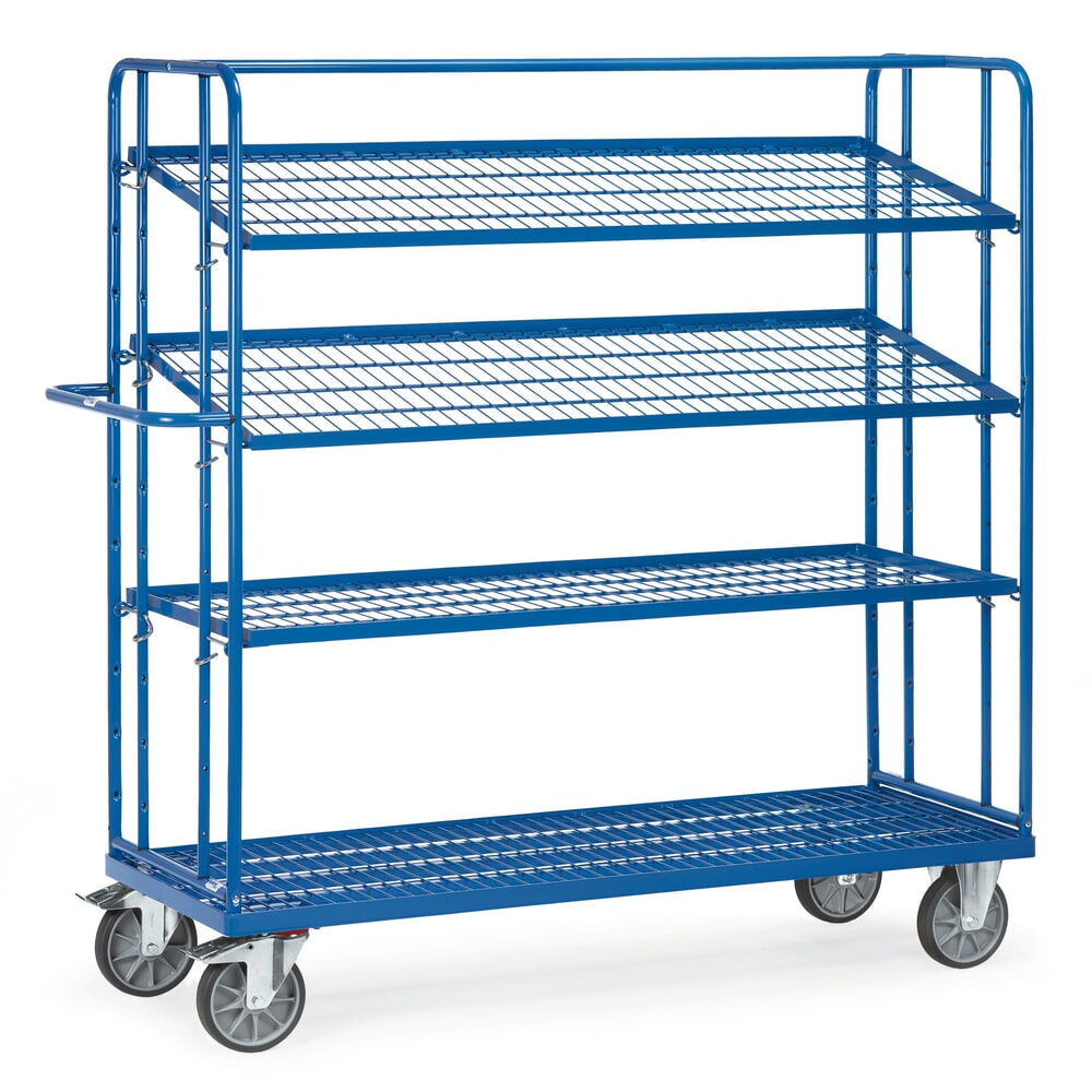 Illustration du produit: fetra® Chariot à plateaux pour bacs Euro, capacité de charge 500 kg, avec fonds grillagés de 1 250 x 610 mm