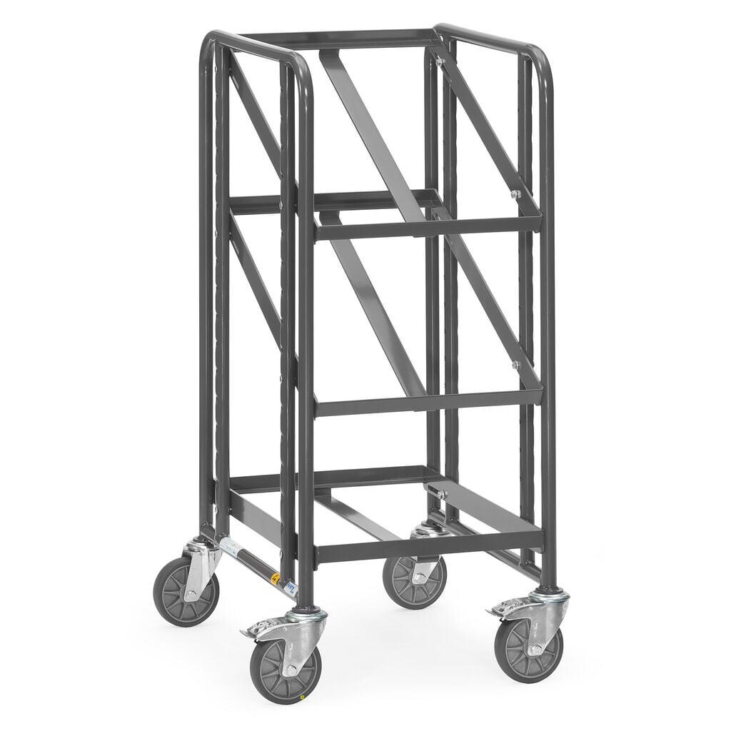 Illustration du produit: Chariot à plateaux pour bacs Euro ESD fetra®, capacité de charge 250 kg, 3 surfaces de chargement à 410 x 610 mm, sans tablette