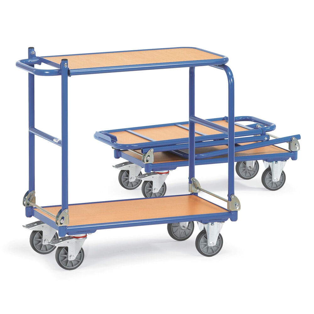 Illustration du produit: fetra® Servante pliable avec cadre en acier, 2 plateaux de 720 x 450 mm