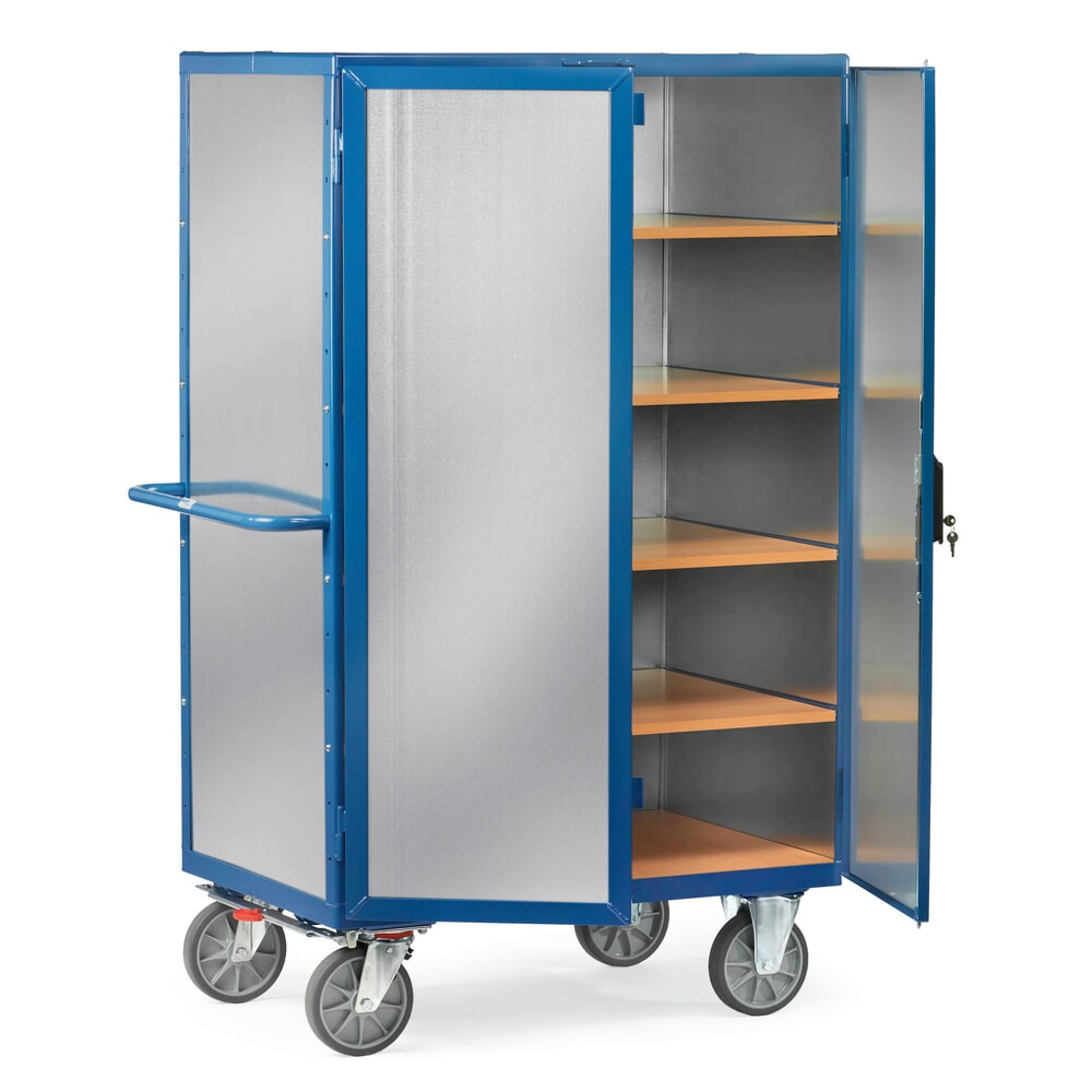 Illustration du produit: fetra® Chariot fermé fetra®, avec porte à doubles battants, tôle d’acier, 5 tablettes de 1 000 x 680 mm