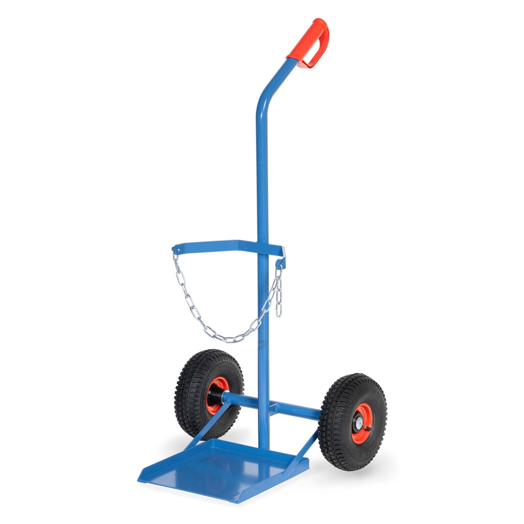 Illustration du produit: Diable porte-bouteilles en acier, 1 bouteille en acier fetra® de 33 litres, pneumatiques gonflables