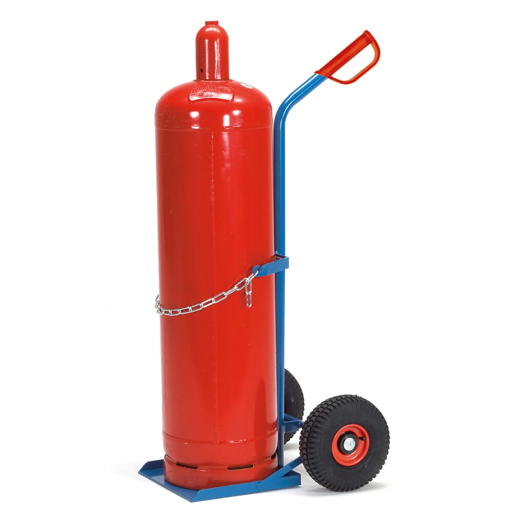 Diable porte-bouteilles en acier, 1 bouteille en acier fetra® de 33 litres, pneumatiques gonflables N° de l'image du produit 2 : Diable porte-bouteilles en acier, 1 bouteille en acier fetra® de 33 litres, pneumatiques gonflables