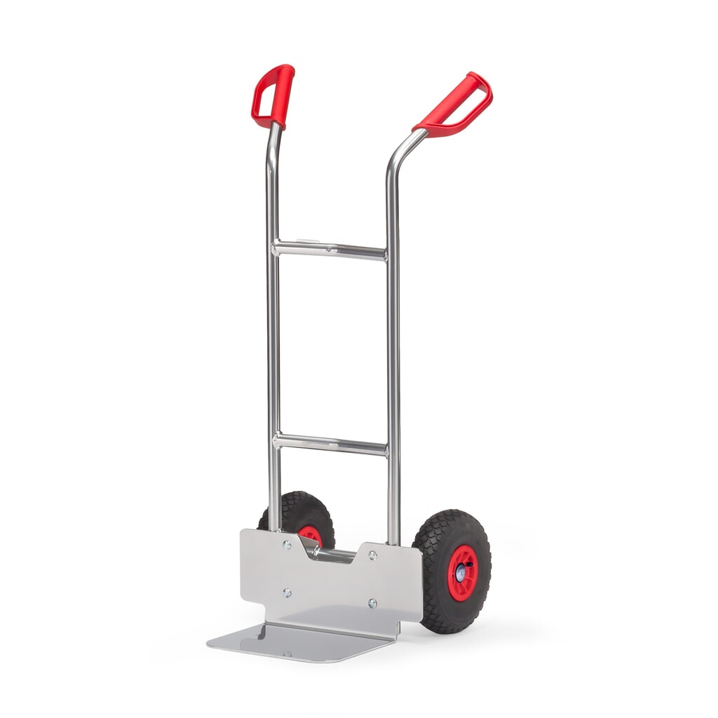 fetra® Diable empilable en aluminium, capacité de charge 150 kg, bavette lxP 320 x 250 mm, pneumatiques gonflables N° de l'image du produit 1 : fetra® Diable empilable en aluminium, capacité de charge 150 kg, bavette lxP 320 x 250 mm, pneumatiques gonflables