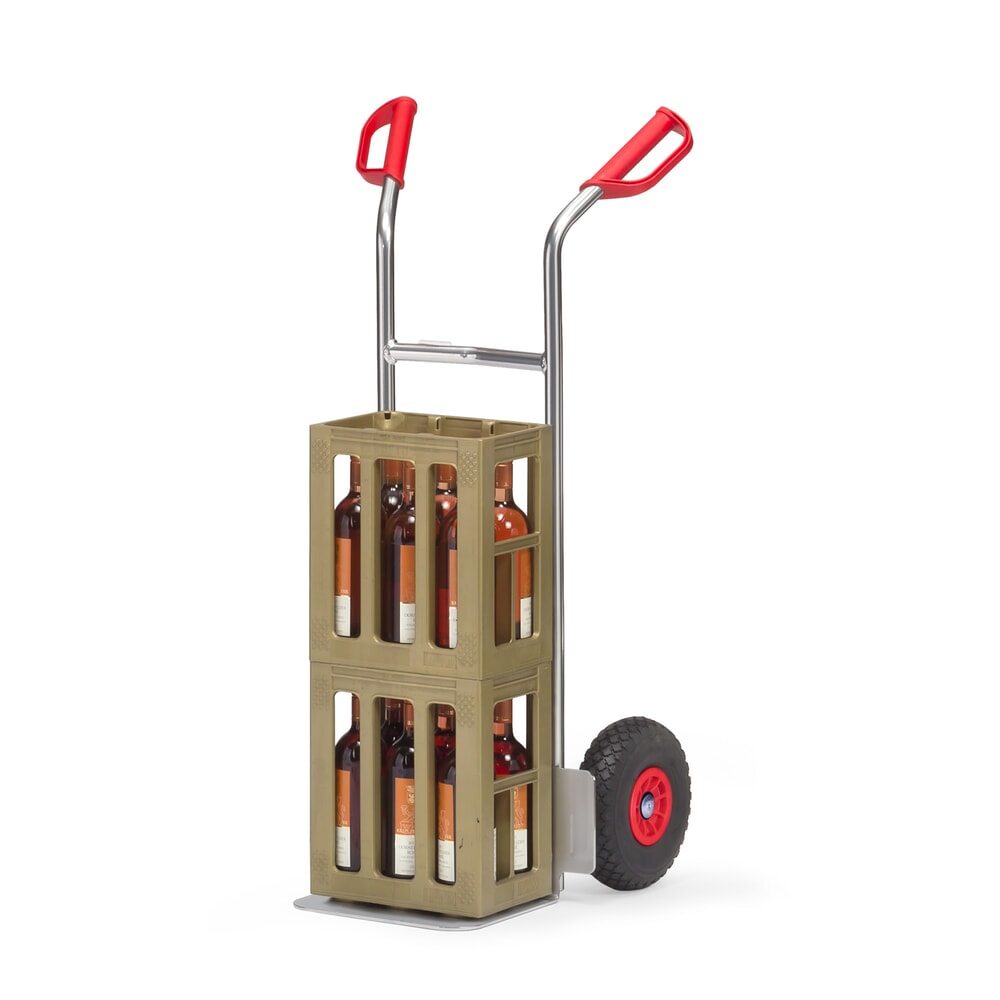 N° de l'image du produit 2 : fetra® Diable empilable en aluminium, capacité de charge 150 kg, bavette lxP 320 x 250 mm, pneumatiques PU
