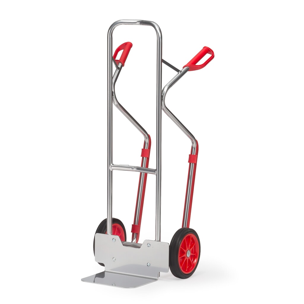 fetra® Diable empilable en aluminium, capacité de charge 200 kg, bavette lxP 320 x 250 mm, avec patins, pneumatiques à bandage plein Illustration du produit: fetra® Diable empilable en aluminium, capacité de charge 200 kg, bavette lxP 320 x 250 mm, avec patins, pneumatiques à bandage plein