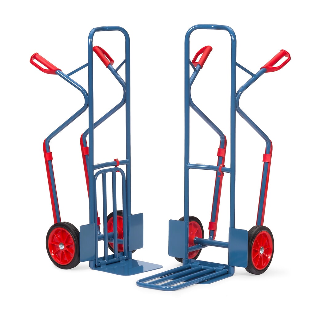 fetra® Diable à colis, avec bavette rabattable + patins, capacité de charge 300 kg, bavette lxP 320 x 250 mm, pneumatiques à bandage plein N° de l'image du produit 3 : fetra® Diable à colis, avec bavette rabattable + patins, capacité de charge 300 kg, bavette lxP 320 x 250 mm, pneumatiques à bandage plein