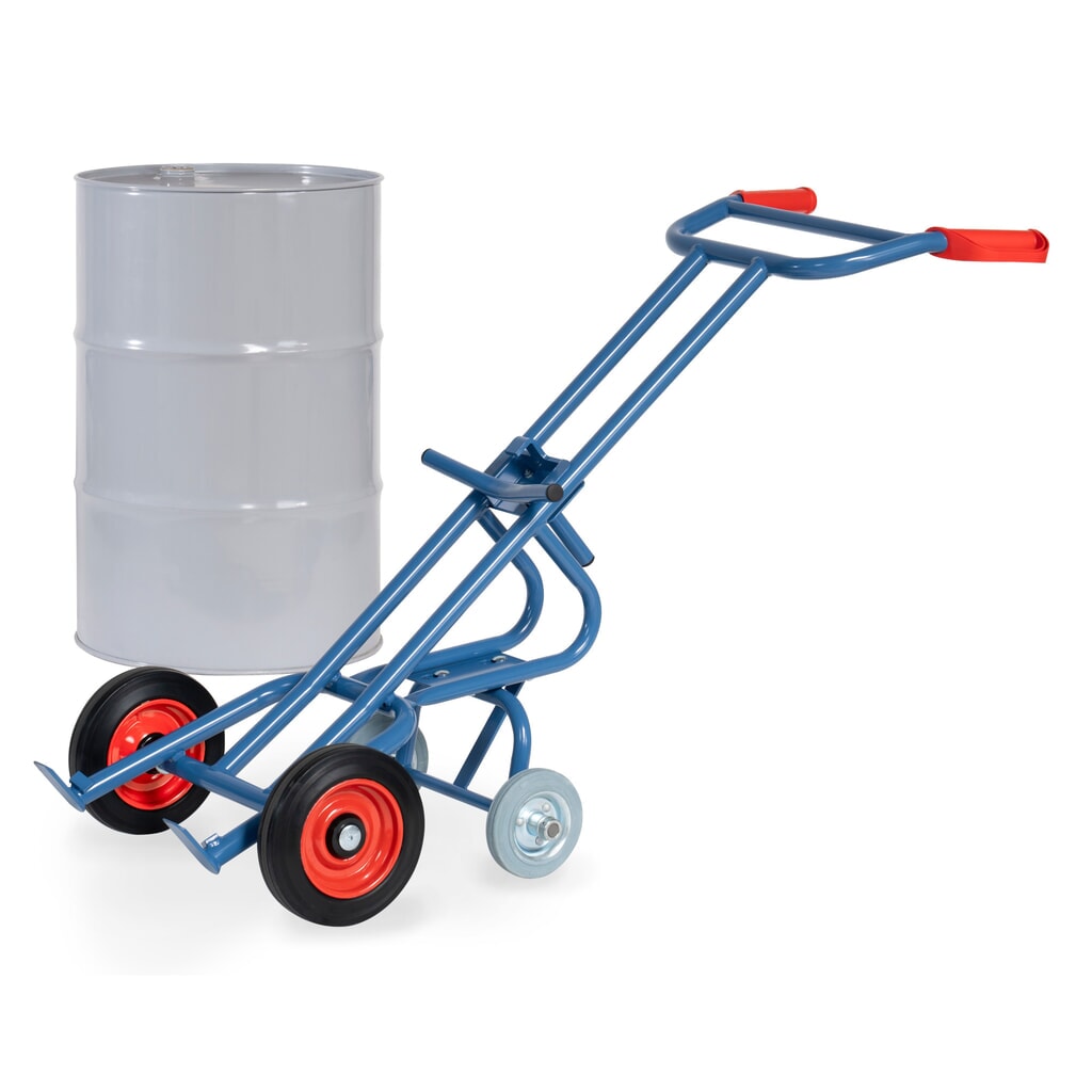 fetra® Diable porte-fûts, capacité de charge 300 kg, avec 2 galets d’appui, pneumatiques à bandage plein Illustration du produit: fetra® Diable porte-fûts, capacité de charge 300 kg, avec 2 galets d’appui, pneumatiques à bandage plein